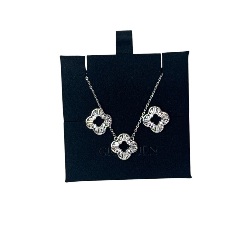 Clover Necklace & Earring Set 925 Sterling Silver  Dainty Lucky Clover